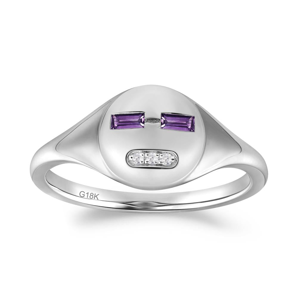 Abstract Face Inspired Amethyst Signet Ring - LUO Jewelry #metal_18k white gold