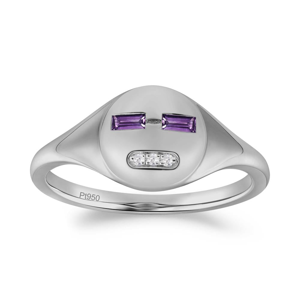 Abstract Face Inspired Amethyst Signet Ring - LUO Jewelry #metal_platinum