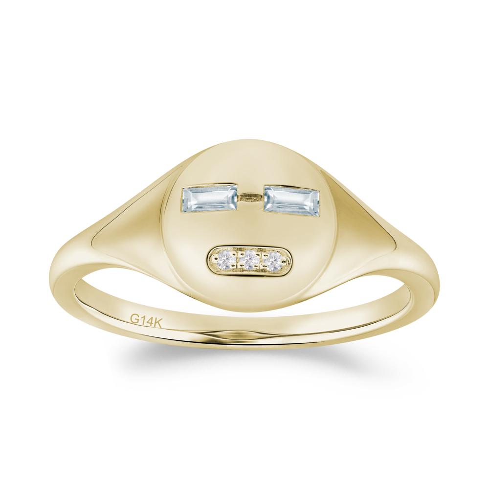 Abstract Face Inspired Aquamarine Signet Ring - LUO Jewelry #metal_14k yellow gold