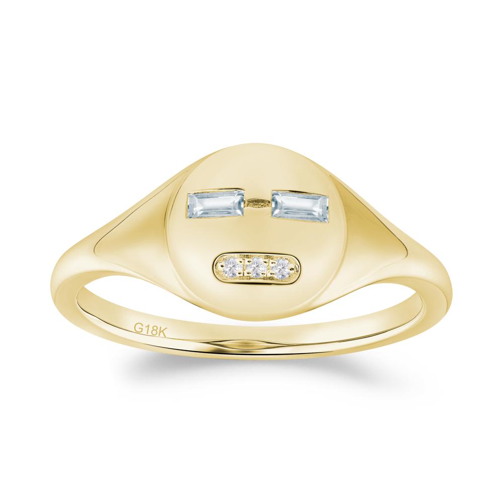 Abstract Face Inspired Aquamarine Signet Ring - LUO Jewelry #metal_18k yellow gold