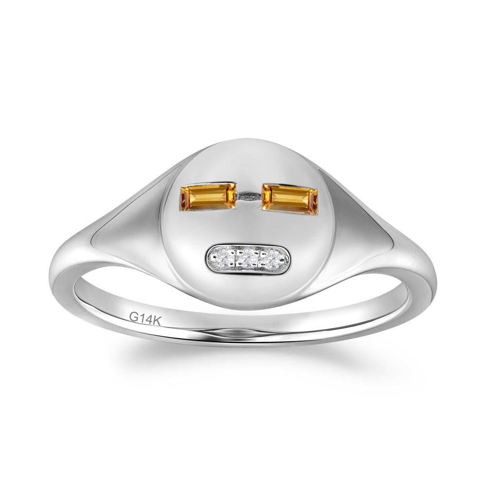 Abstract Face Inspired Citrine Signet Ring - LUO Jewelry #metal_14k white gold