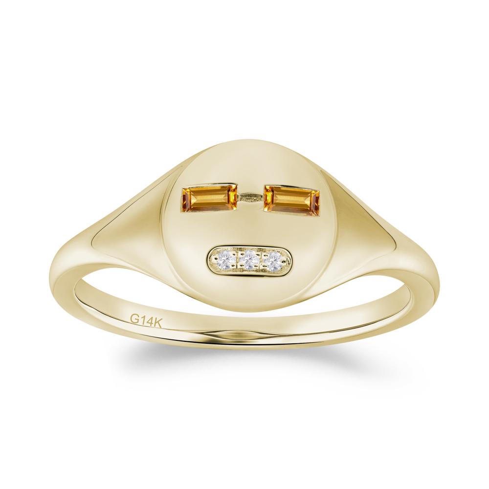 Abstract Face Inspired Citrine Signet Ring - LUO Jewelry #metal_14k yellow gold