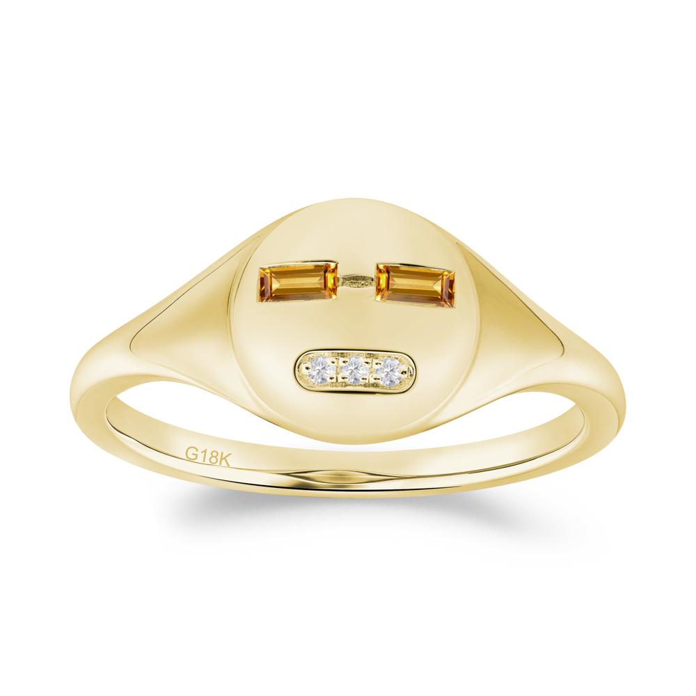 Abstract Face Inspired Citrine Signet Ring - LUO Jewelry #metal_18k yellow gold
