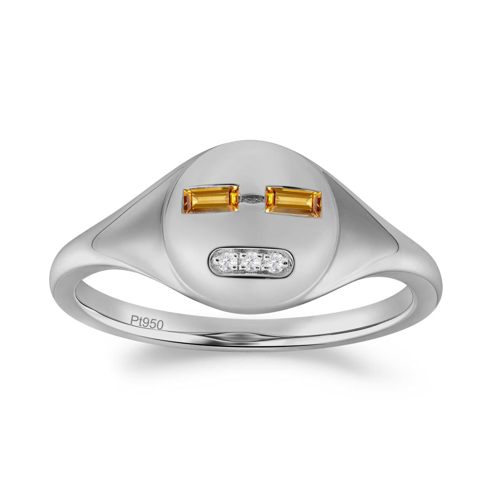 Abstract Face Inspired Citrine Signet Ring - LUO Jewelry #metal_platinum