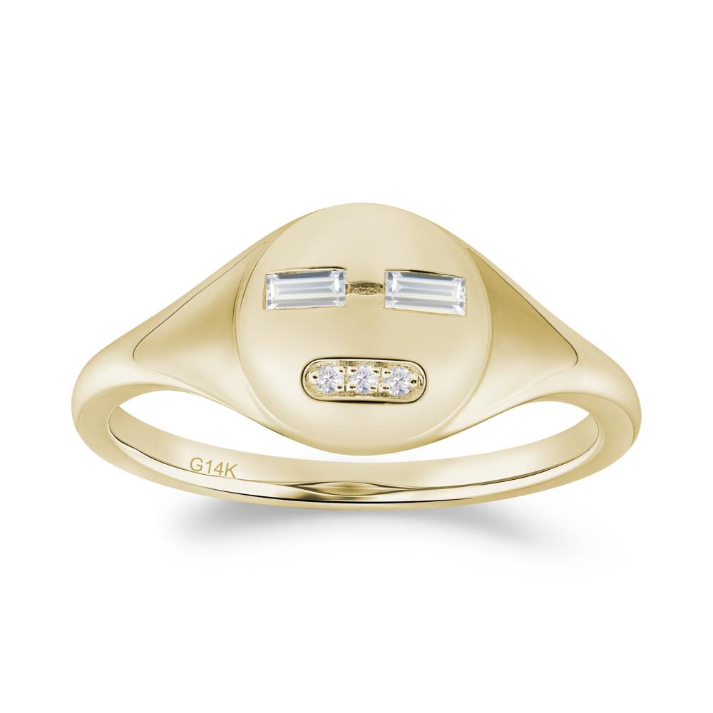 Abstract Face Inspired Cubic Zirconia Signet Ring - LUO Jewelry #metal_14k yellow gold