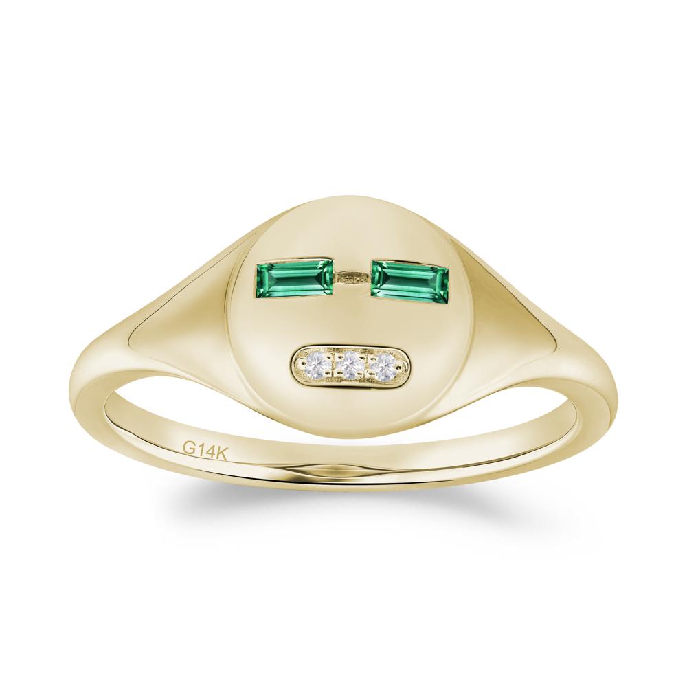 Abstract Face Inspired Emerald Signet Ring - LUO Jewelry #metal_14k yellow gold