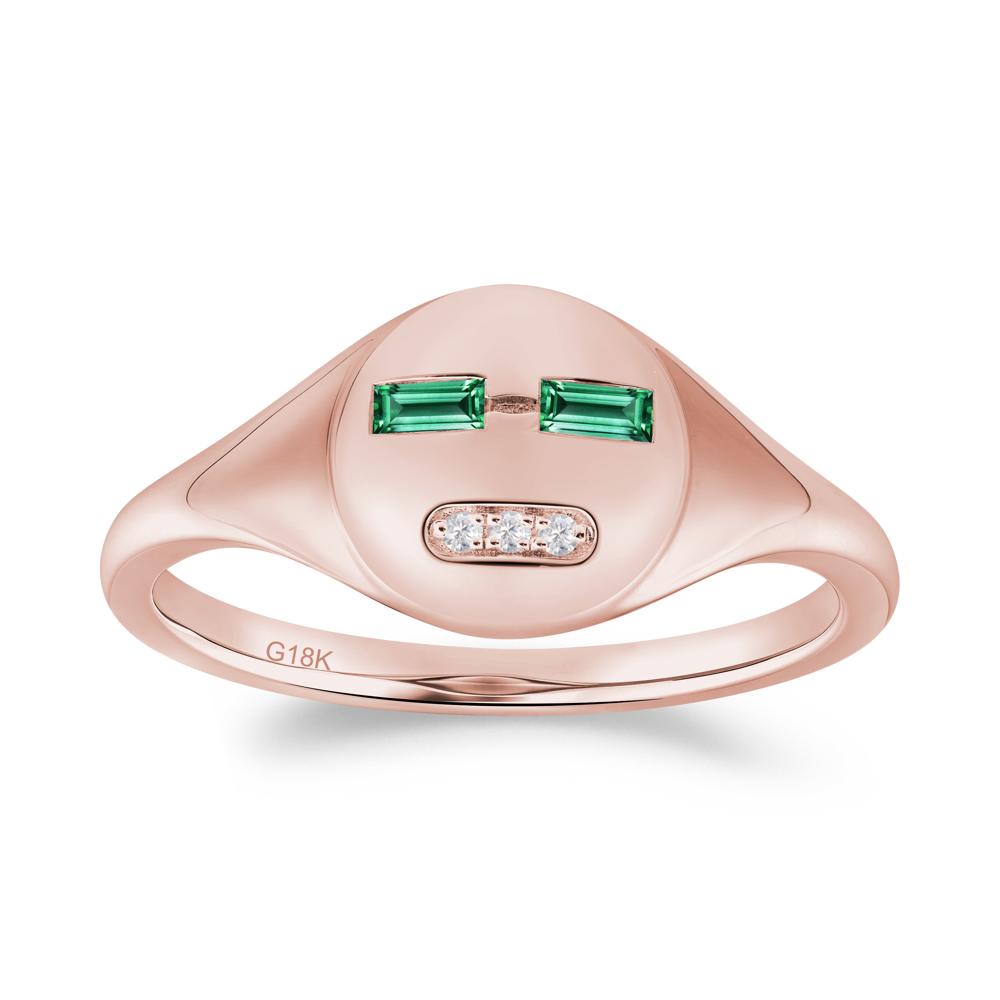 Abstract Face Inspired Emerald Signet Ring - LUO Jewelry #metal_18k rose gold