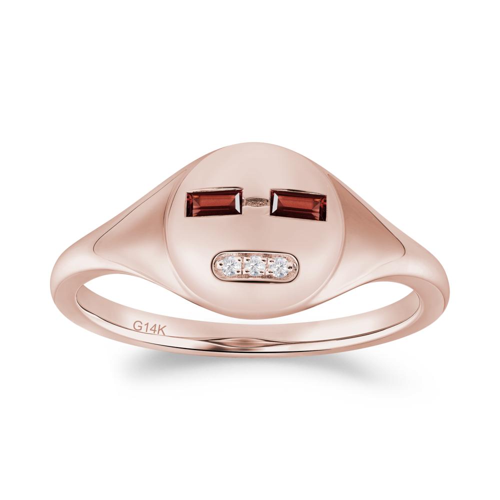 Abstract Face Inspired Garnet Signet Ring - LUO Jewelry #metal_14k rose gold