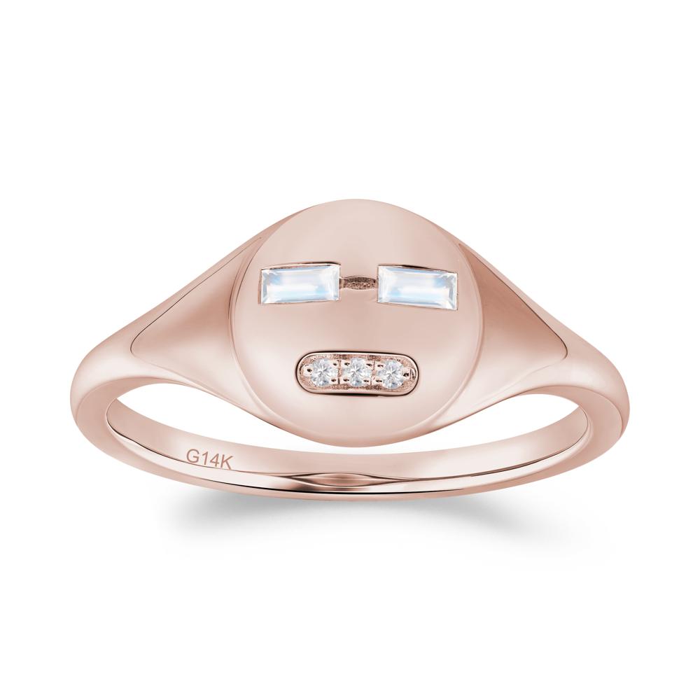 Abstract Face Inspired Moonstone Signet Ring - LUO Jewelry #metal_14k rose gold