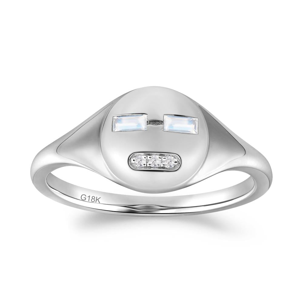 Abstract Face Inspired Moonstone Signet Ring - LUO Jewelry #metal_18k white gold
