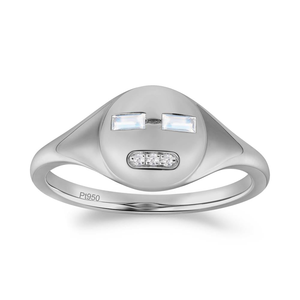 Abstract Face Inspired Moonstone Signet Ring - LUO Jewelry #metal_platinum