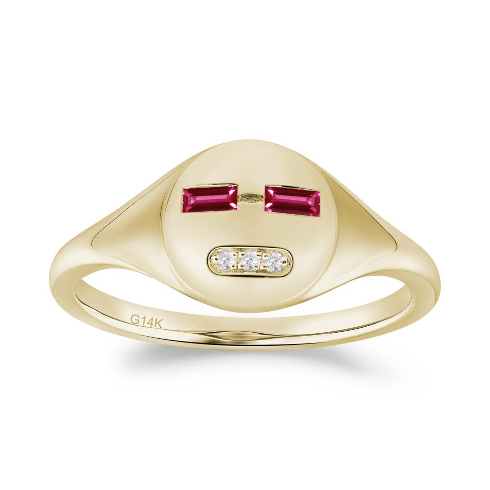 Abstract Face Inspired Ruby Signet Ring - LUO Jewelry #metal_14k yellow gold
