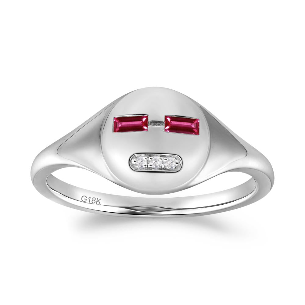 Abstract Face Inspired Ruby Signet Ring - LUO Jewelry #metal_18k white gold