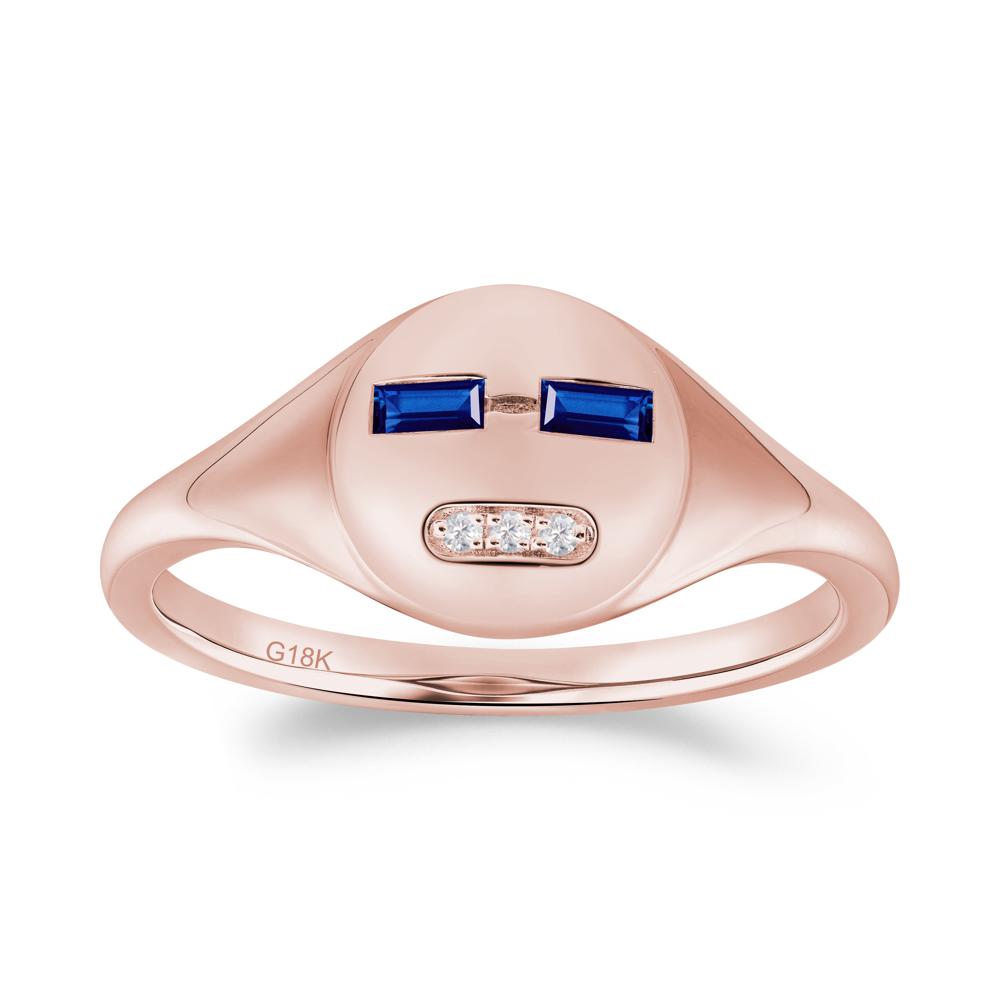 Abstract Face Inspired Sapphire Signet Ring - LUO Jewelry #metal_18k rose gold