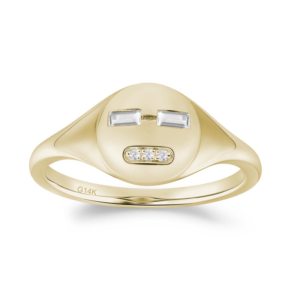 Abstract Face Inspired White Topaz Signet Ring - LUO Jewelry #metal_14k yellow gold