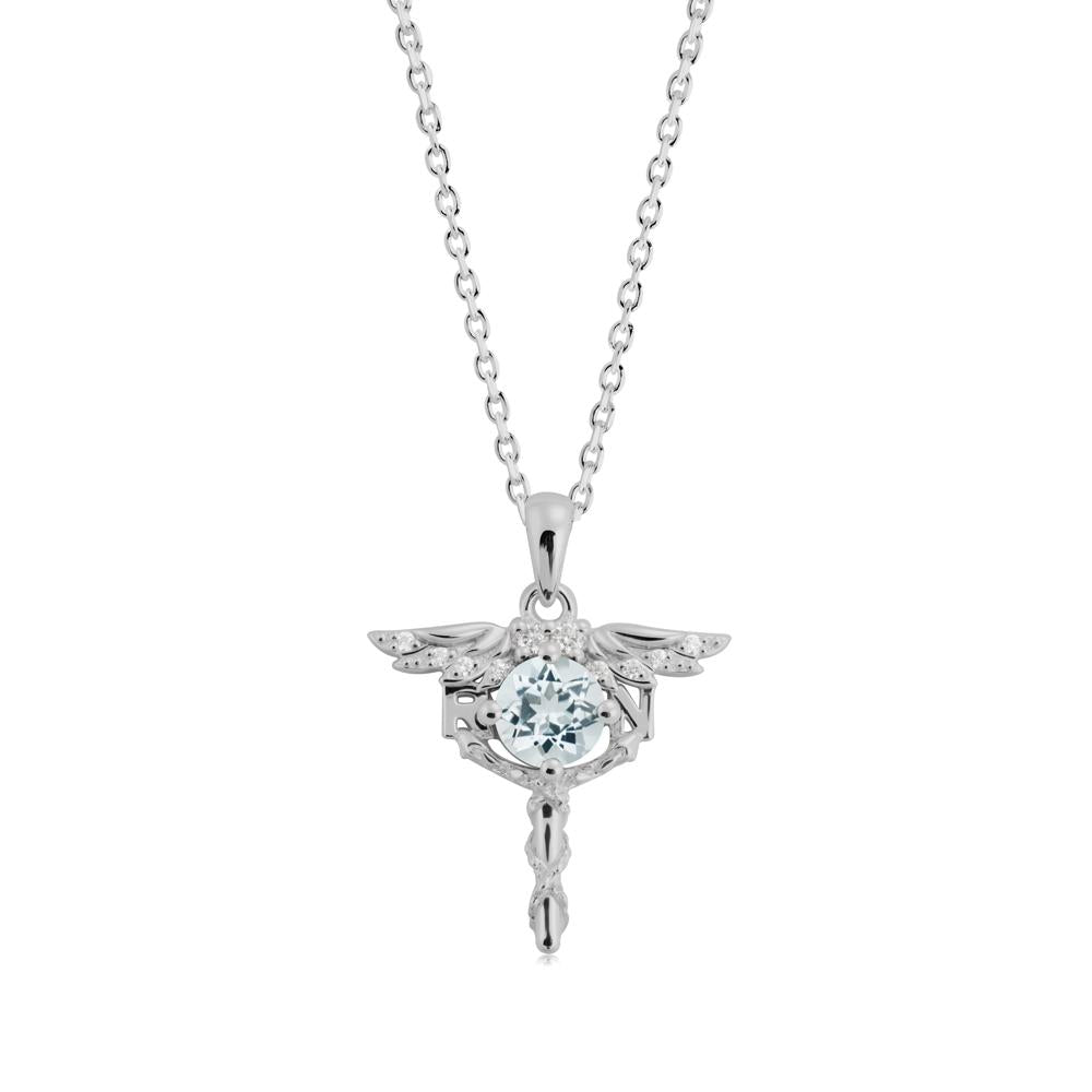 Aquamarine Rn Nurse Necklace - LUO Jewelry #metal_platinum