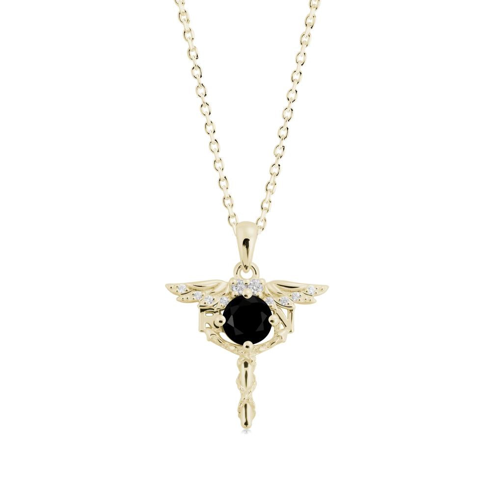 Black Spinel Registered Nurse Necklace - LUO Jewelry #metal_14k yellow gold