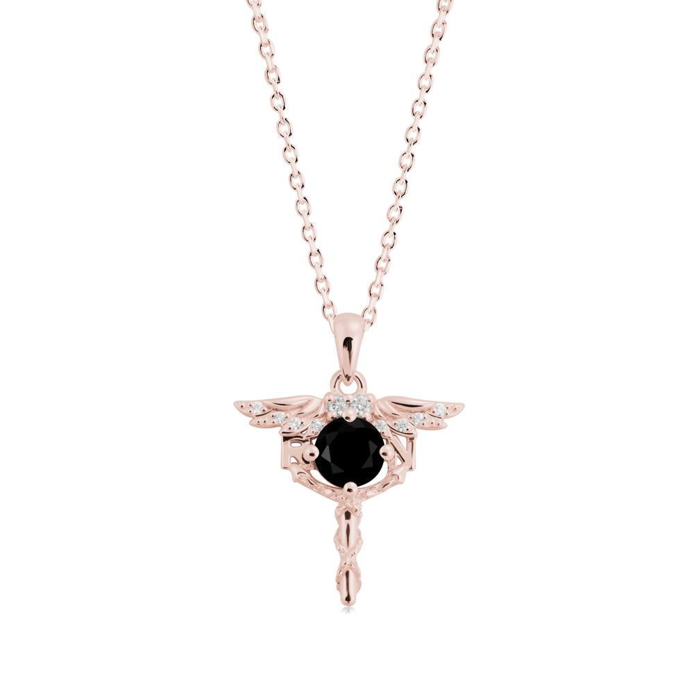 Black Spinel Registered Nurse Necklace - LUO Jewelry #metal_18k rose gold