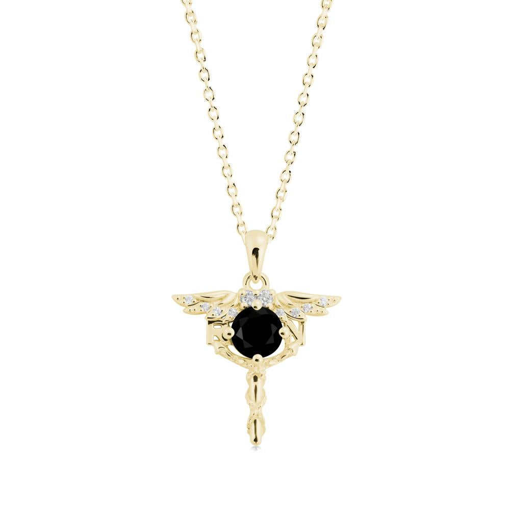 Black Spinel Registered Nurse Necklace - LUO Jewelry #metal_18k yellow gold