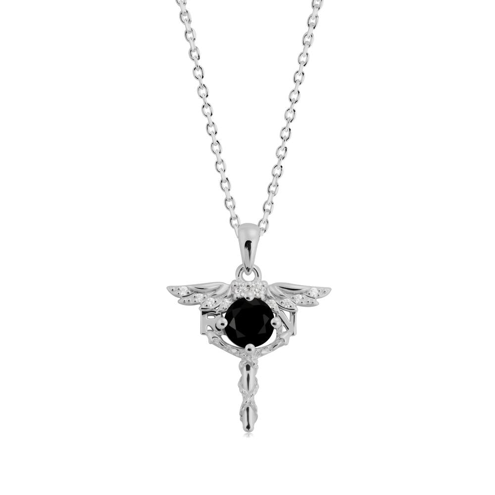 Black Spinel Registered Nurse Necklace - LUO Jewelry #metal_platinum