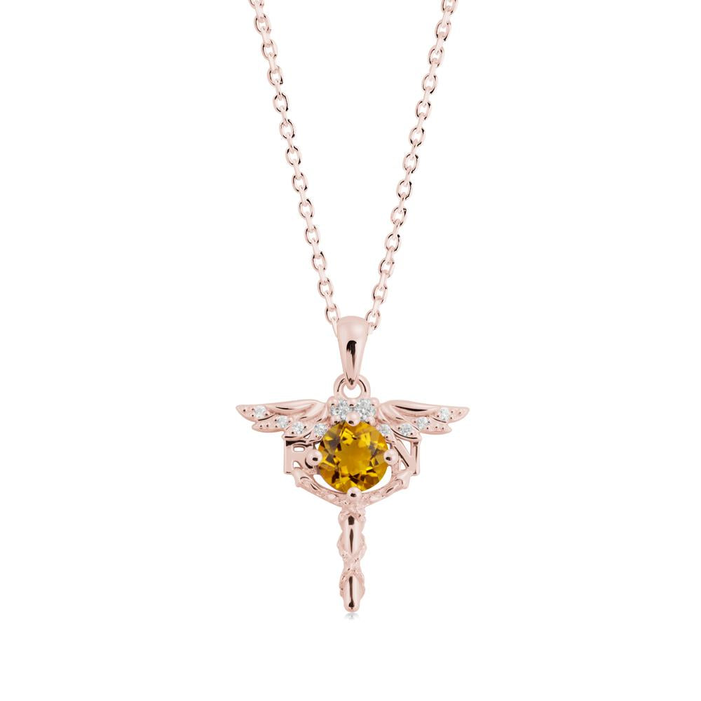 Citrine Necklace for Registered Nurse Graduation - LUO Jewelry #metal_18k rose gold
