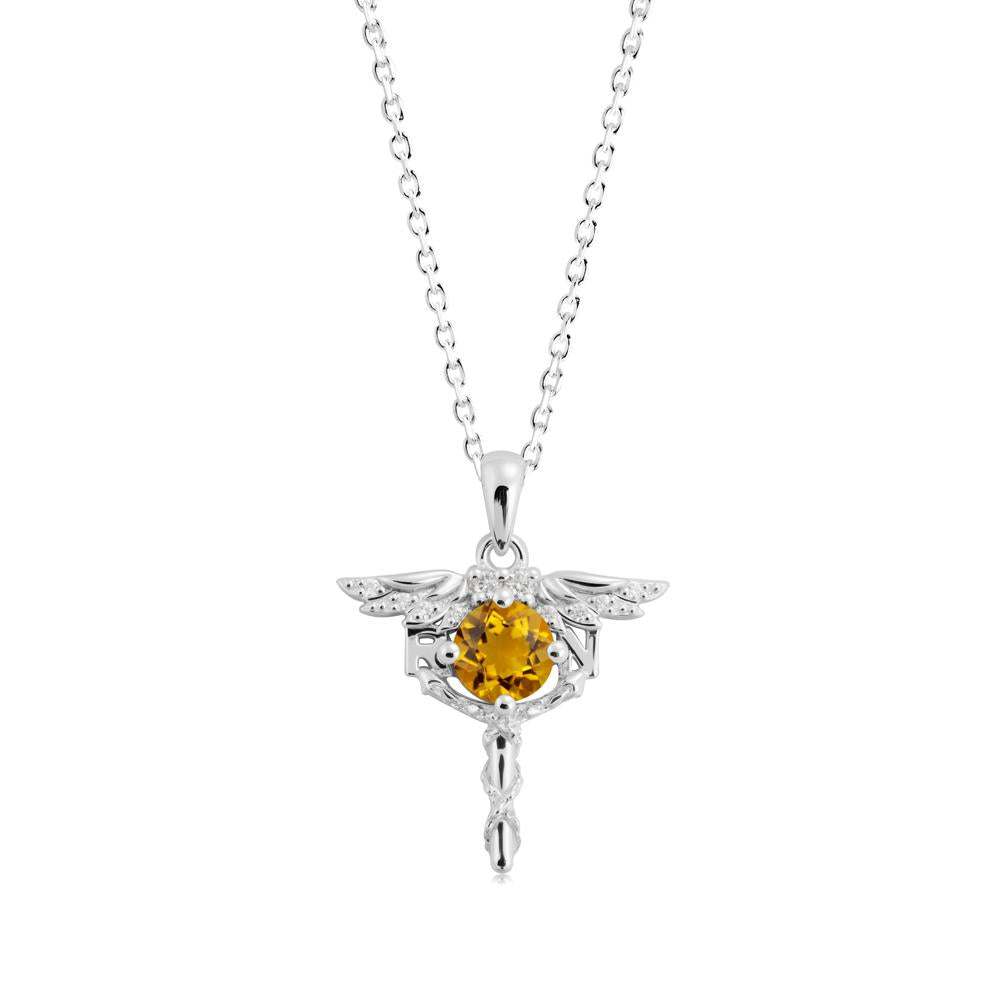 Citrine Necklace for Registered Nurse Graduation - LUO Jewelry #metal_18k white gold