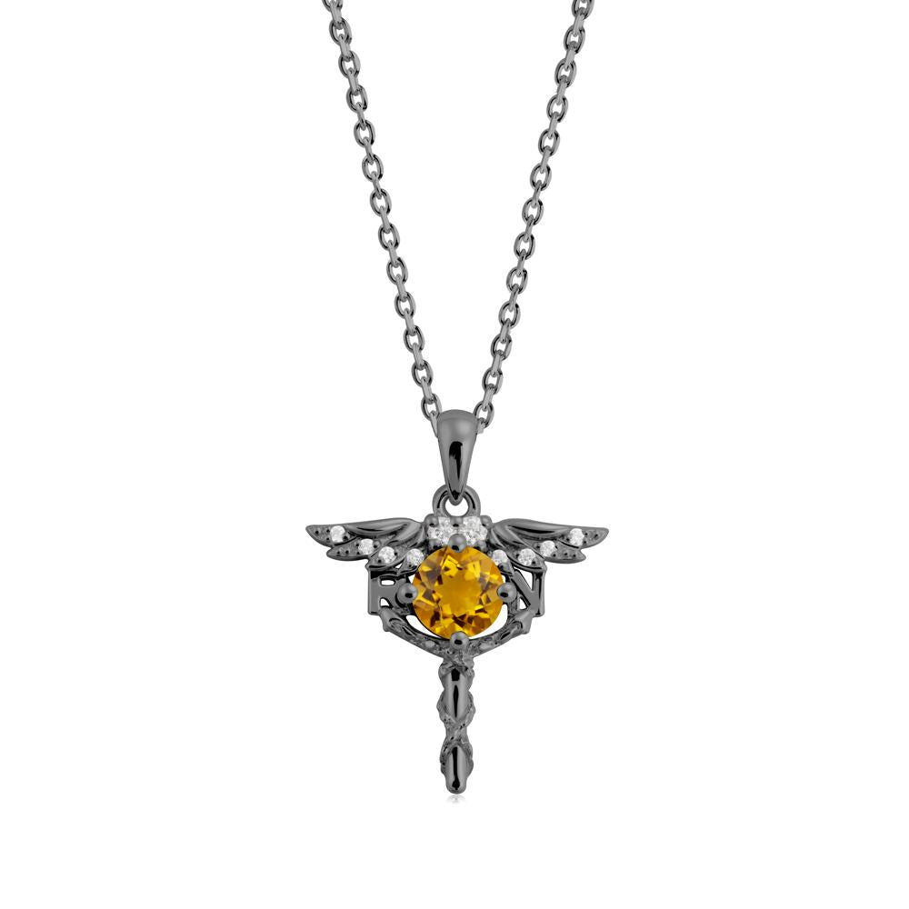 Citrine Necklace for Registered Nurse Graduation - LUO Jewelry #metal_black finish sterling silver