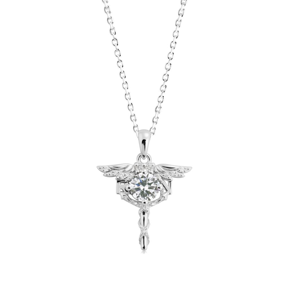 Cubic Zirconia Registered Nurse Necklace - LUO Jewelry #metal_14k white gold