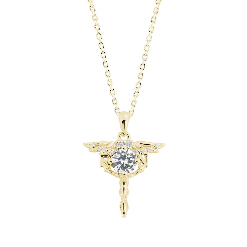 Cubic Zirconia Registered Nurse Necklace - LUO Jewelry #metal_18k yellow gold