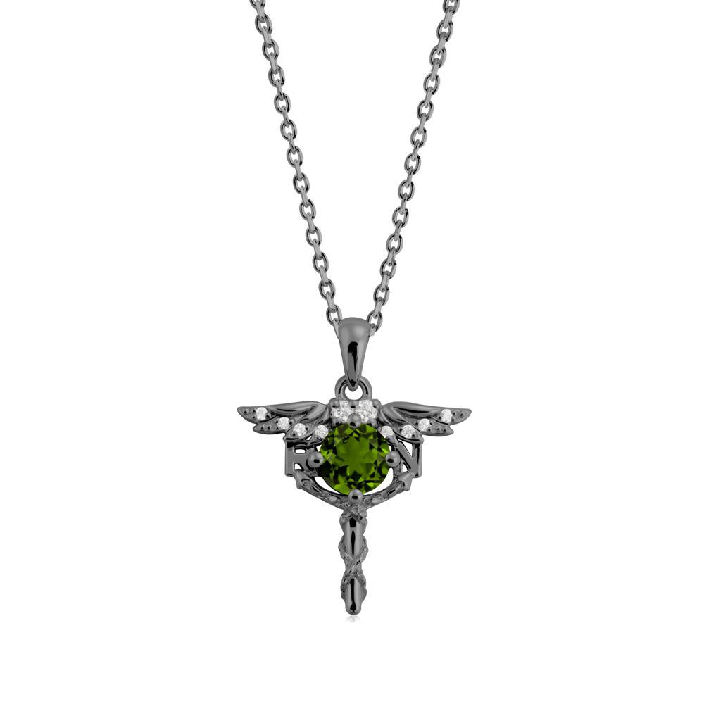 Diopside Rn Nurse Necklace - LUO Jewelry #metal_black finish sterling silver