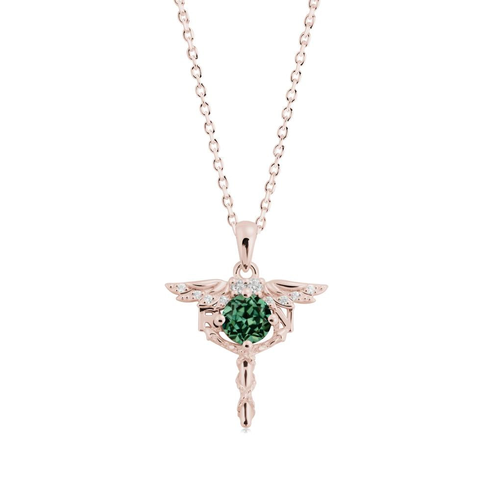 Green Sapphire Necklace for Registered Nurse Graduation - LUO Jewelry #metal_14k rose gold