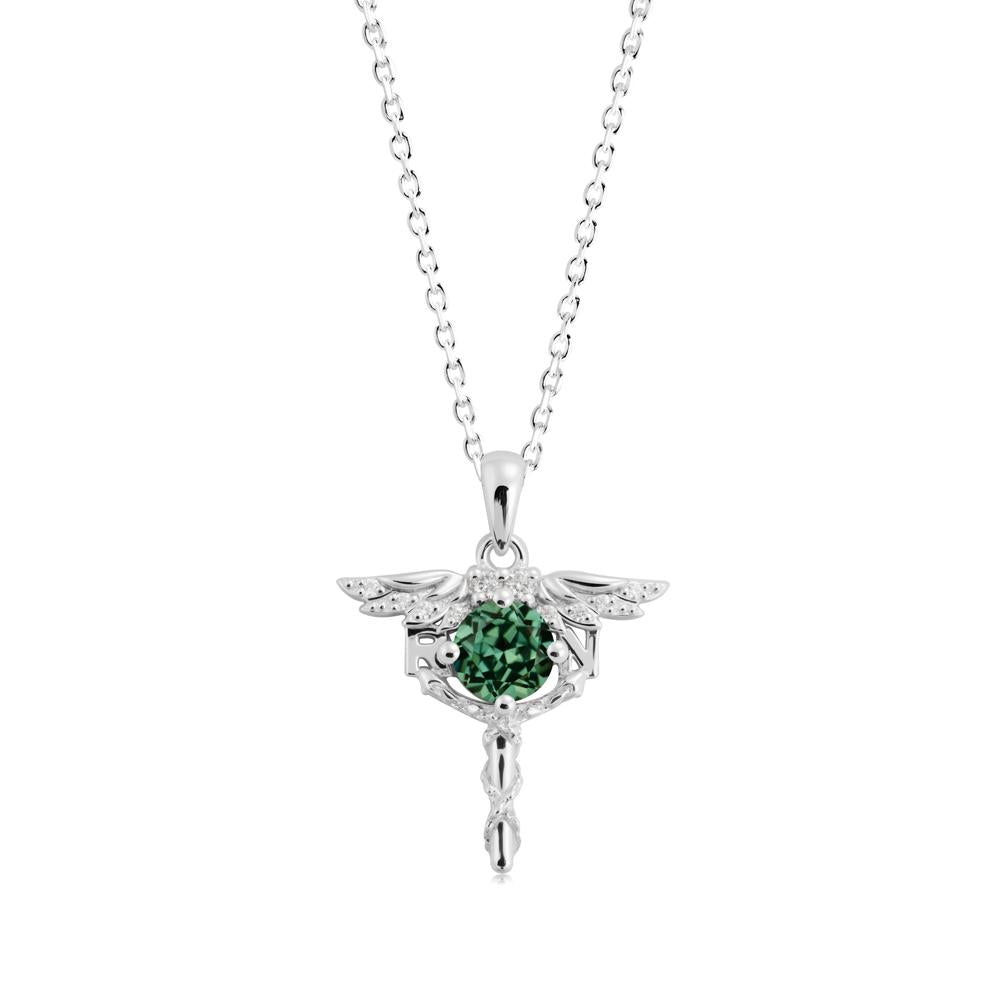 Green Sapphire Necklace for Registered Nurse Graduation - LUO Jewelry #metal_18k white gold