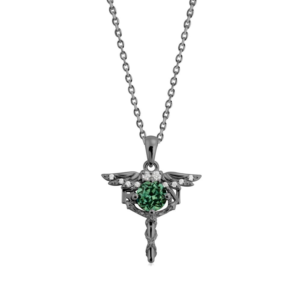 Green Sapphire Necklace for Registered Nurse Graduation - LUO Jewelry #metal_black finish sterling silver