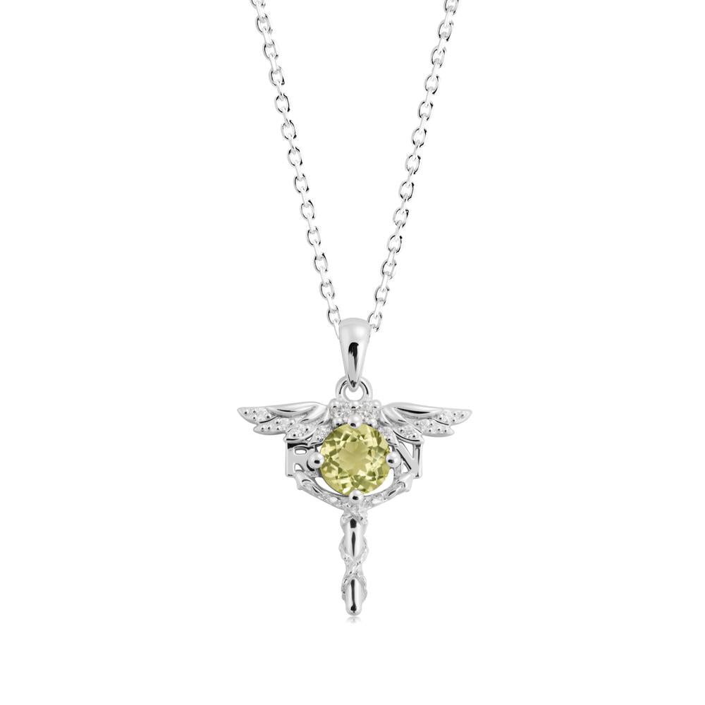 Lemon Quartz Rn Nurse Necklace - LUO Jewelry #metal_14k white gold