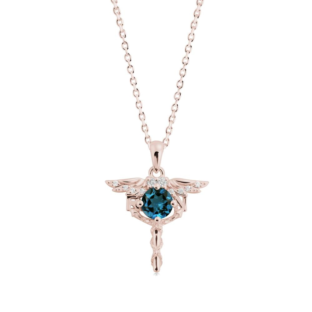 London Blue Topaz Rn Nurse Necklace - LUO Jewelry #metal_14k rose gold