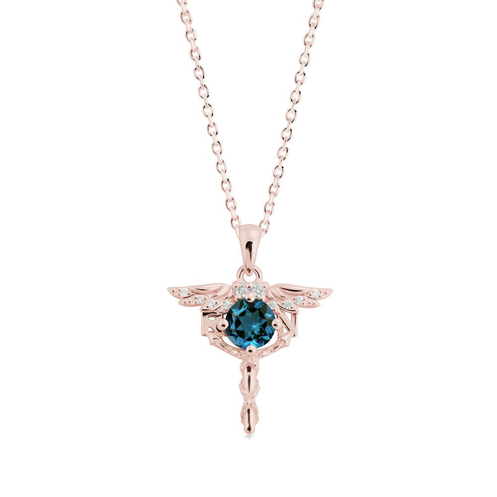 London Blue Topaz Rn Nurse Necklace - LUO Jewelry #metal_18k rose gold