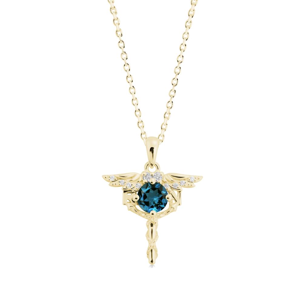 London Blue Topaz Rn Nurse Necklace - LUO Jewelry #metal_18k yellow gold