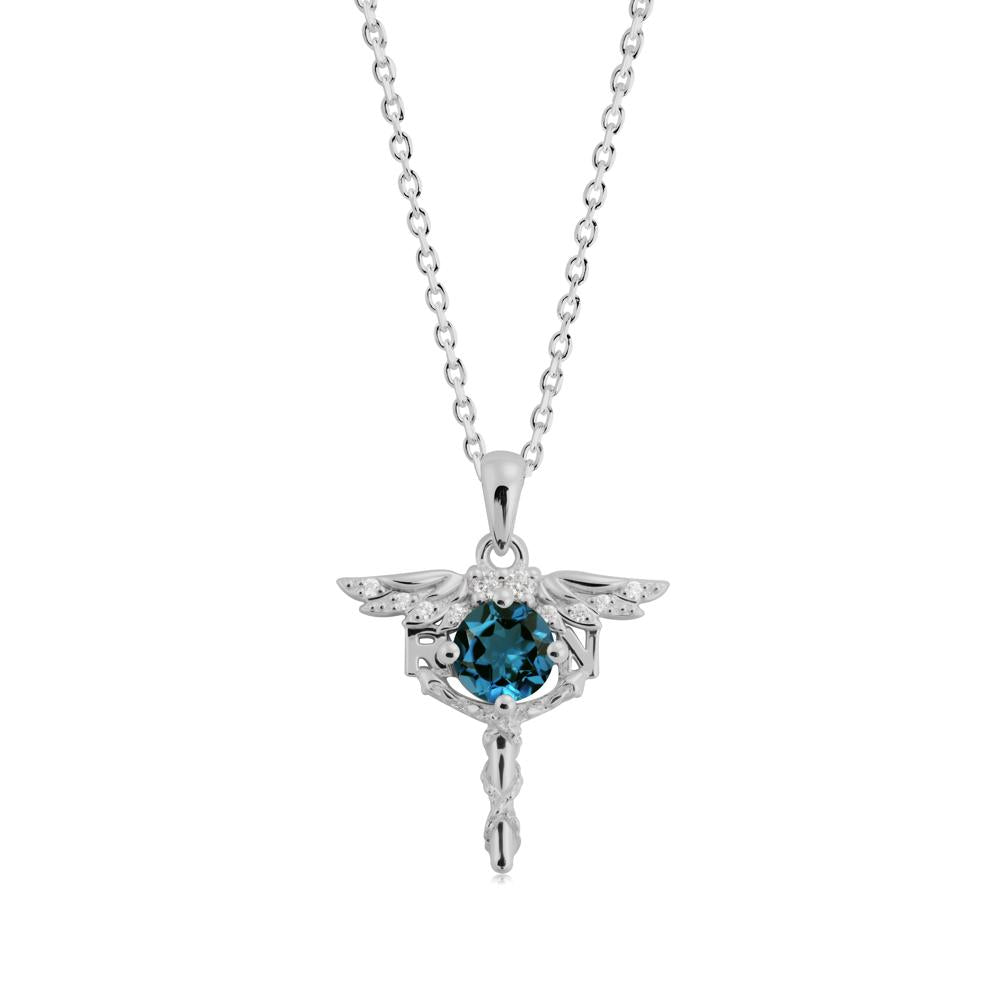 London Blue Topaz Rn Nurse Necklace - LUO Jewelry #metal_platinum