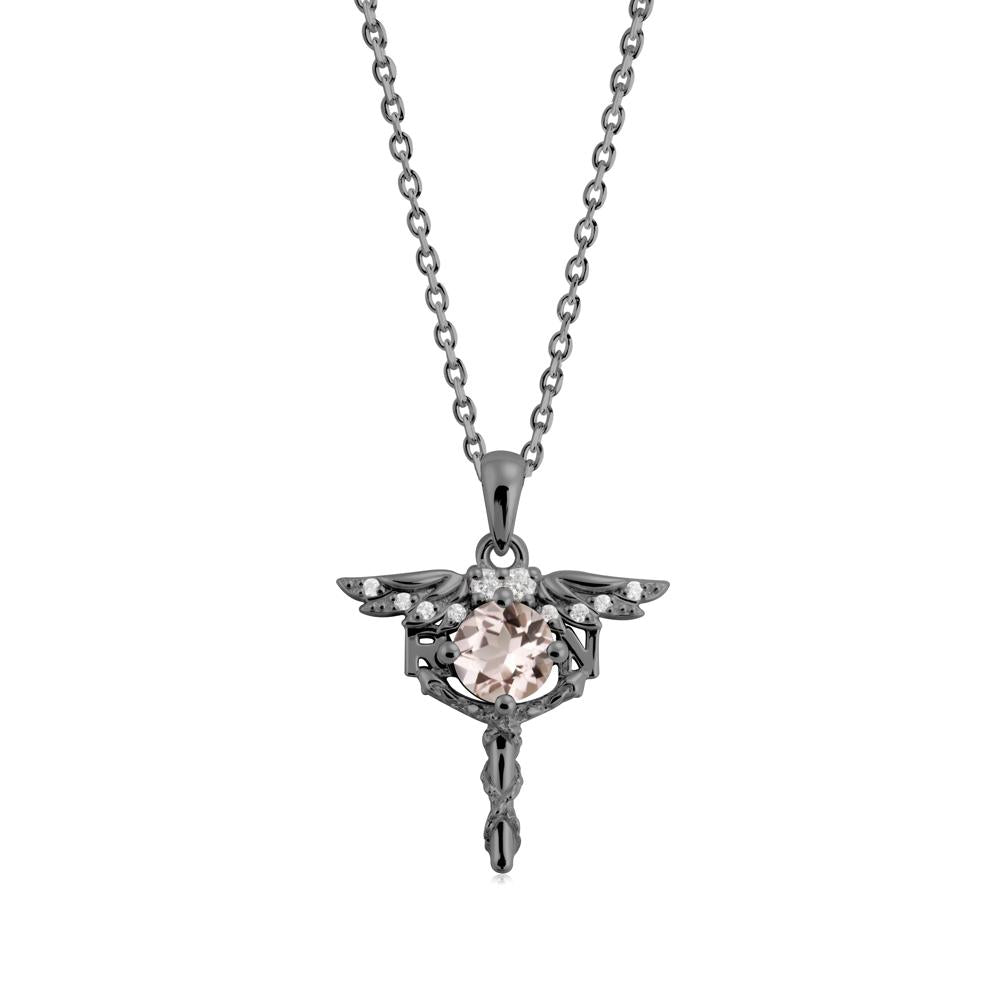 Morganite Necklace for Registered Nurse Graduation - LUO Jewelry #metal_black finish sterling silver