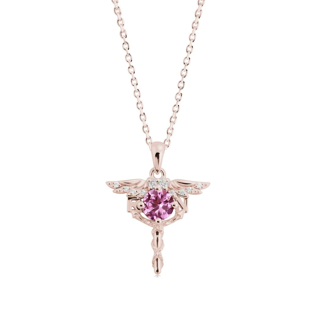 Pink Sapphire Registered Nurse Necklace - LUO Jewelry #metal_14k rose gold