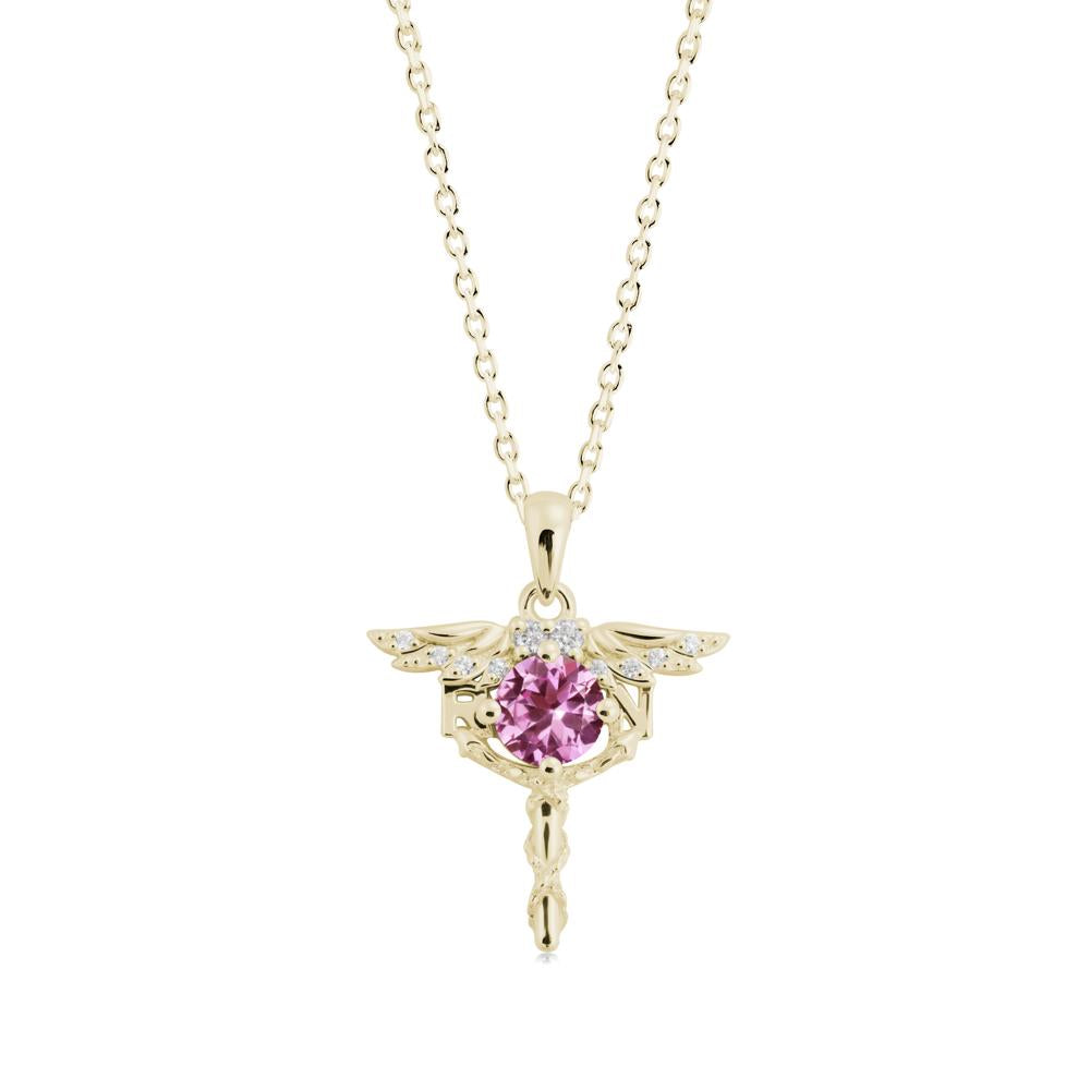 Pink Sapphire Registered Nurse Necklace - LUO Jewelry #metal_14k yellow gold