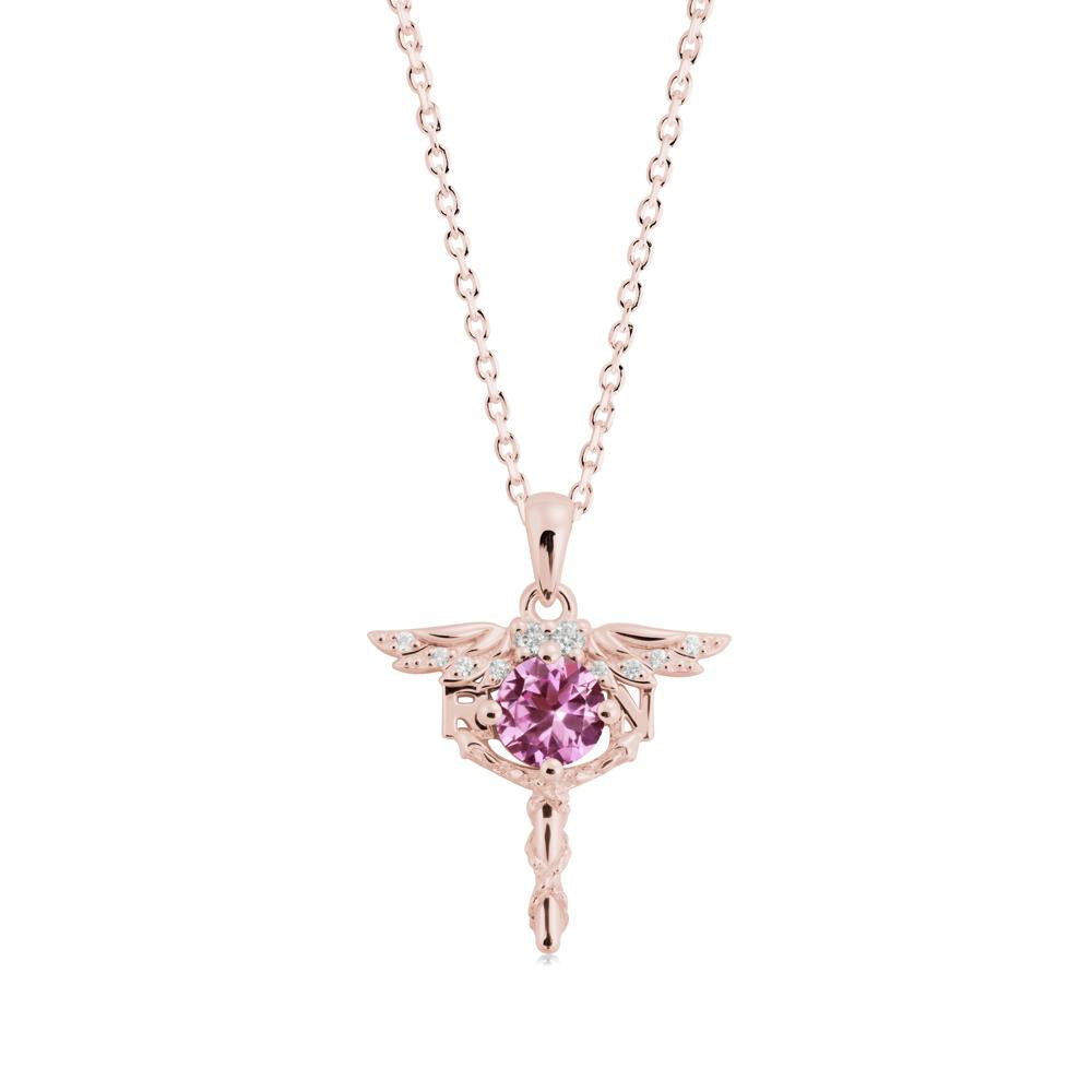 Pink Sapphire Registered Nurse Necklace - LUO Jewelry #metal_18k rose gold