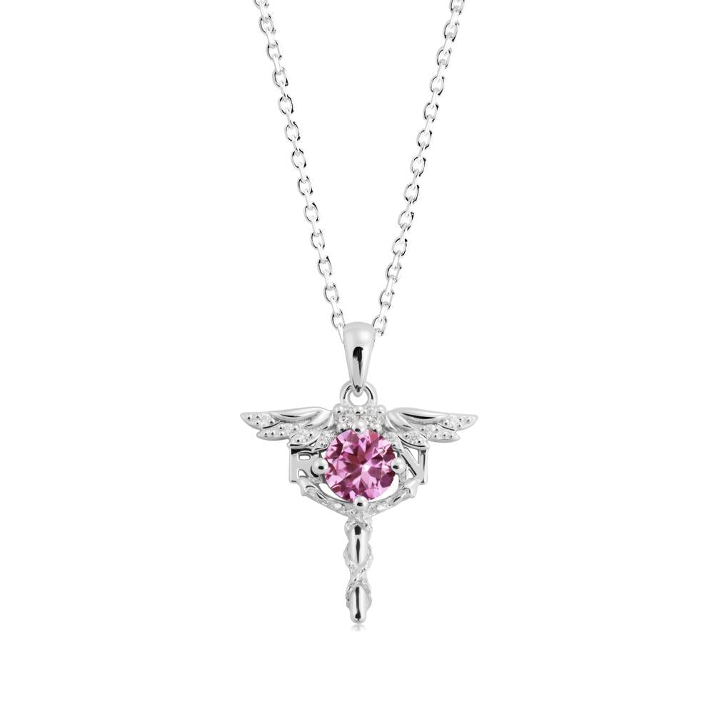 Pink Sapphire Registered Nurse Necklace - LUO Jewelry #metal_18k white gold