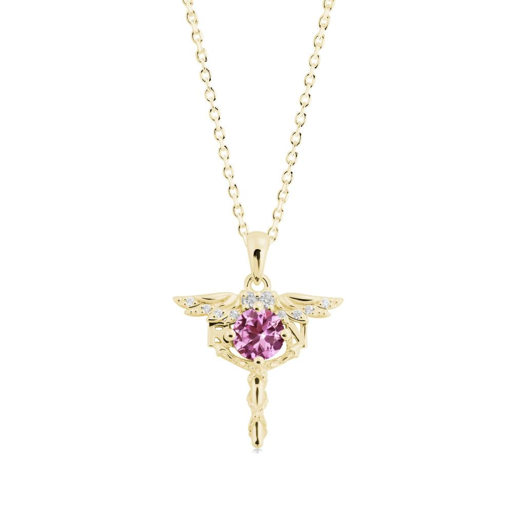 Pink Sapphire Registered Nurse Necklace - LUO Jewelry #metal_18k yellow gold