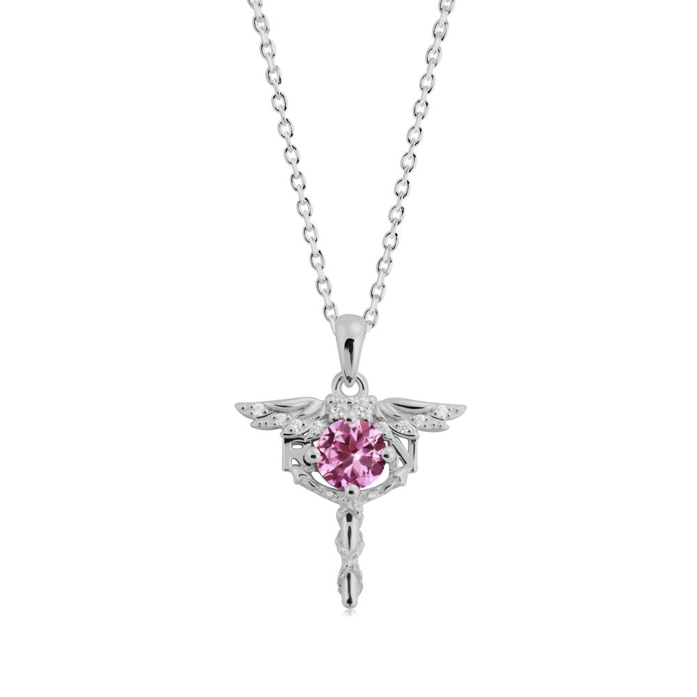 Pink Sapphire Registered Nurse Necklace - LUO Jewelry #metal_platinum