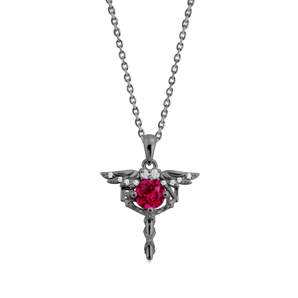 Ruby Necklace for Registered Nurse Graduation - LUO Jewelry #metal_black finish sterling silver