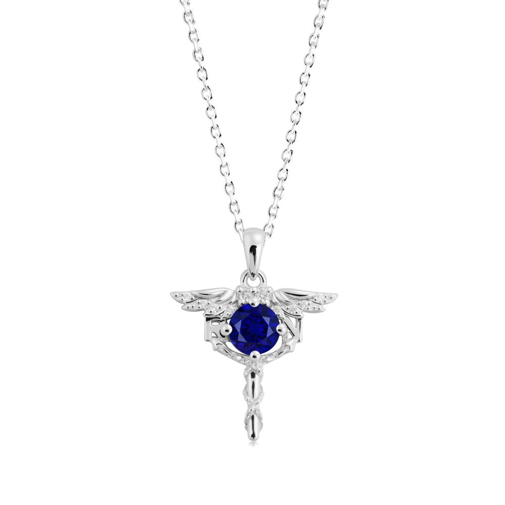 Sapphire Rn Nurse Necklace - LUO Jewelry #metal_18k white gold