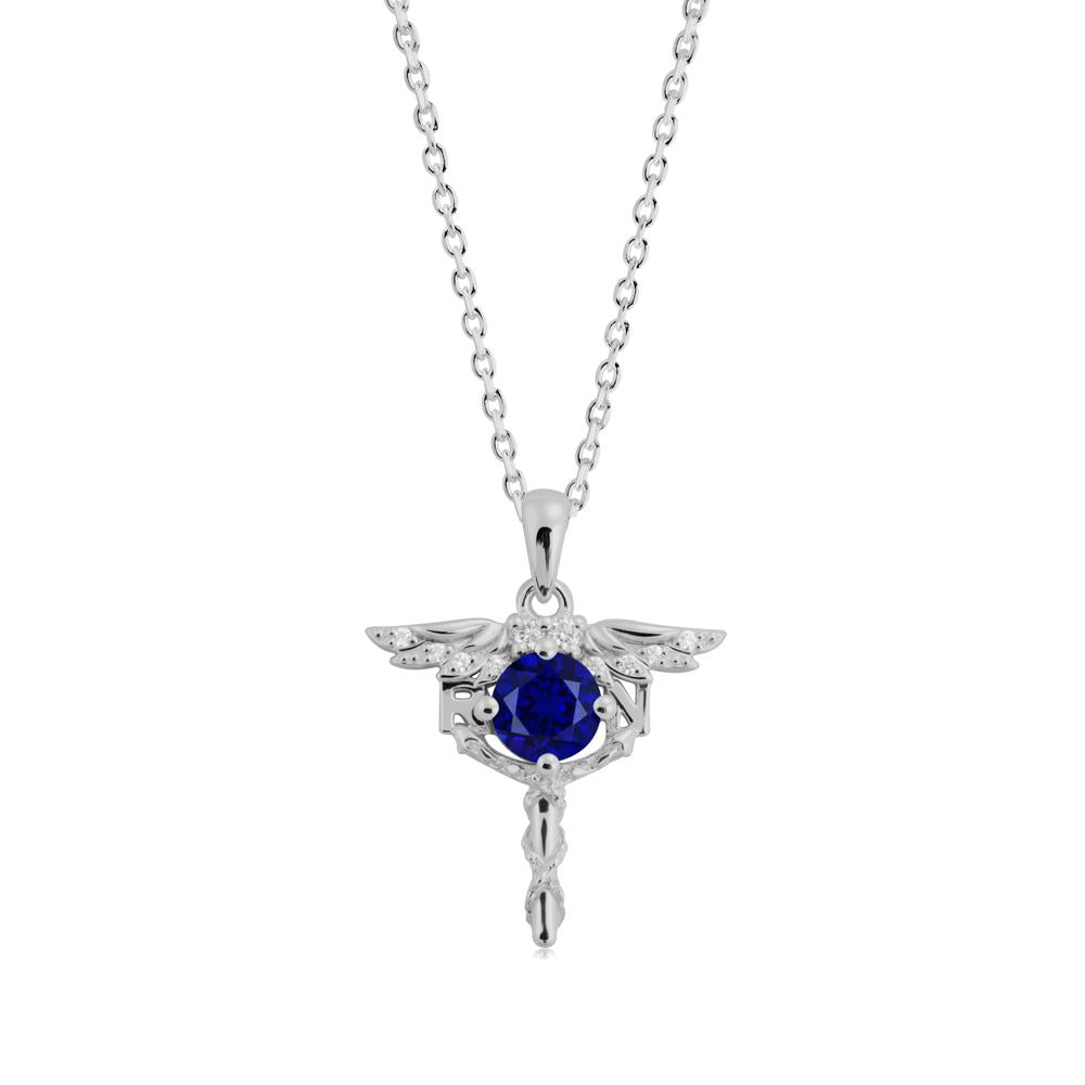 Sapphire Rn Nurse Necklace - LUO Jewelry #metal_platinum