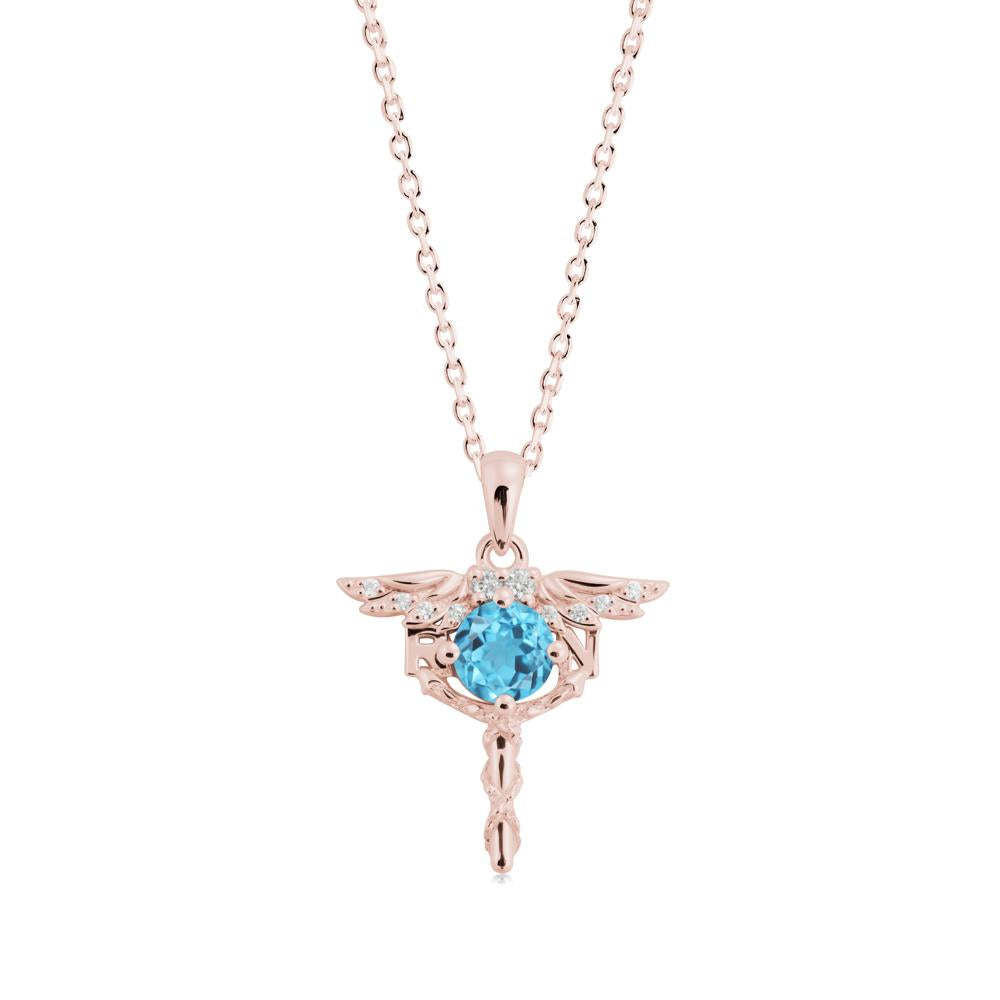 Swiss Blue Topaz Registered Nurse Necklace - LUO Jewelry #metal_18k rose gold