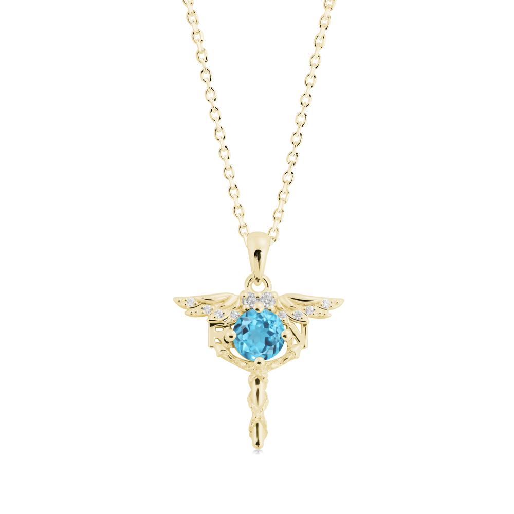 Swiss Blue Topaz Registered Nurse Necklace - LUO Jewelry #metal_18k yellow gold